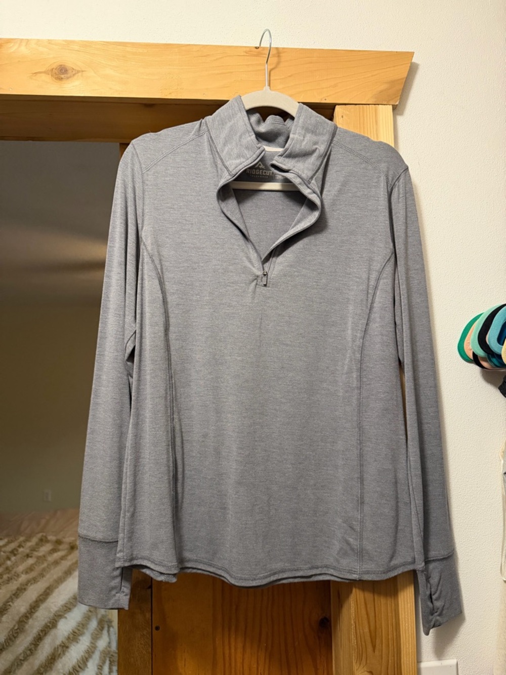 Grey Quarter-Zip Long Sleeve Pullover